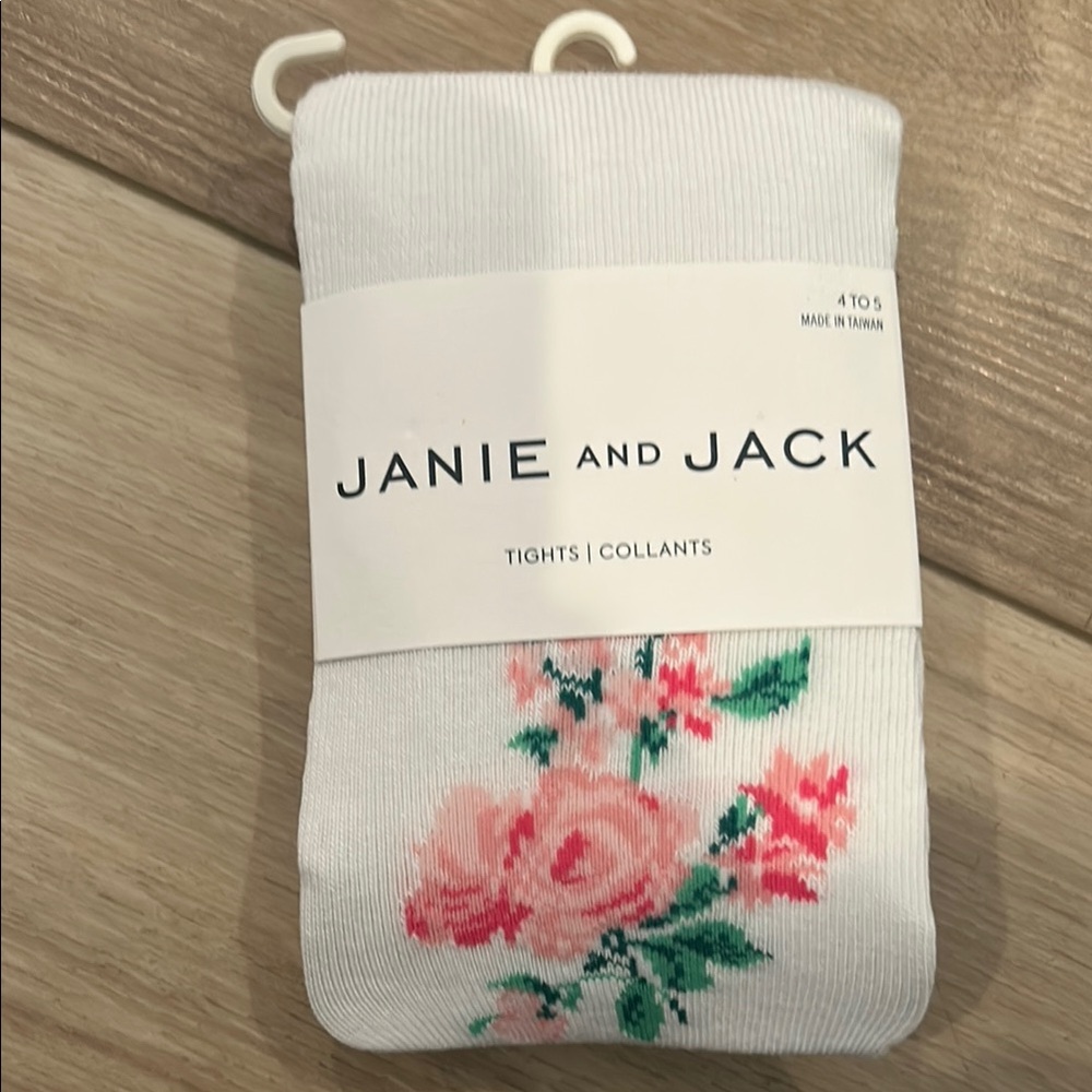 NWT Janie and Jack Girls White Floral Tights